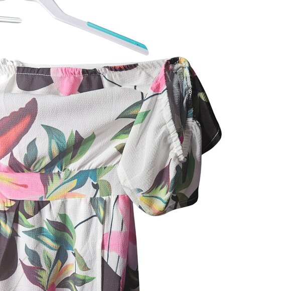 Parisian Petite Floral Maxi Dress With Off-Shoulder Design Sheer Overlay & Tie-S - Picture 2 of 8